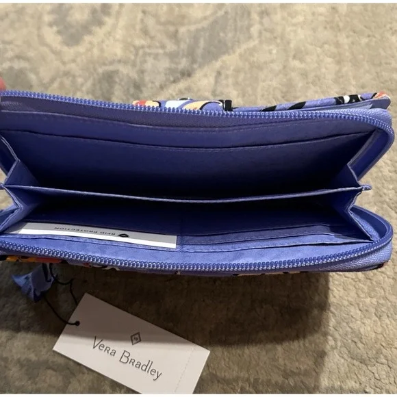 NWT Vera Bradley Iconic RFID Turnlock Wallet Mural Garden Purple Floral Womens - Picture 6 of 8